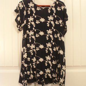 Black with white embroidered flowers dress